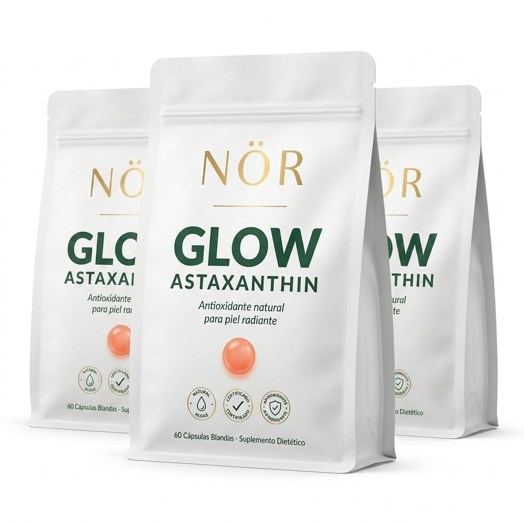 NÖR Glow Astaxanthin — pack 3 pouches · 90 días