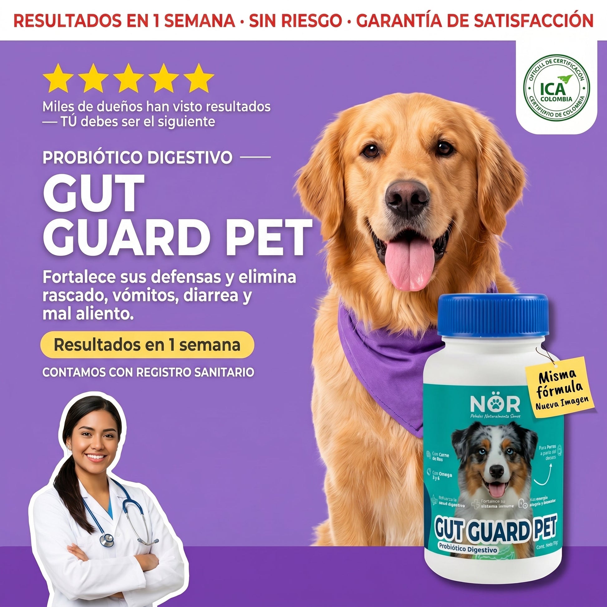 NÖR Gut Guard Pet - Hero con veterinaria real
